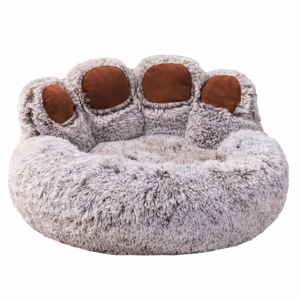 Coussin pour chien en forme de patte gris en peluche douce