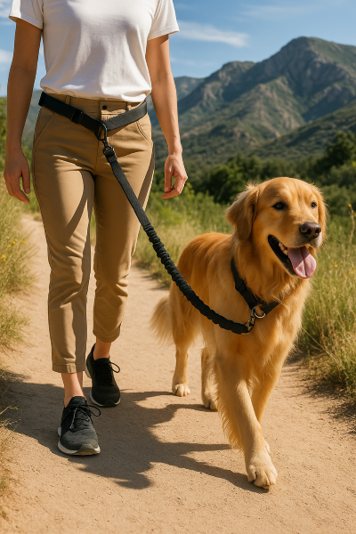 Laisse mains libres noir pour chien