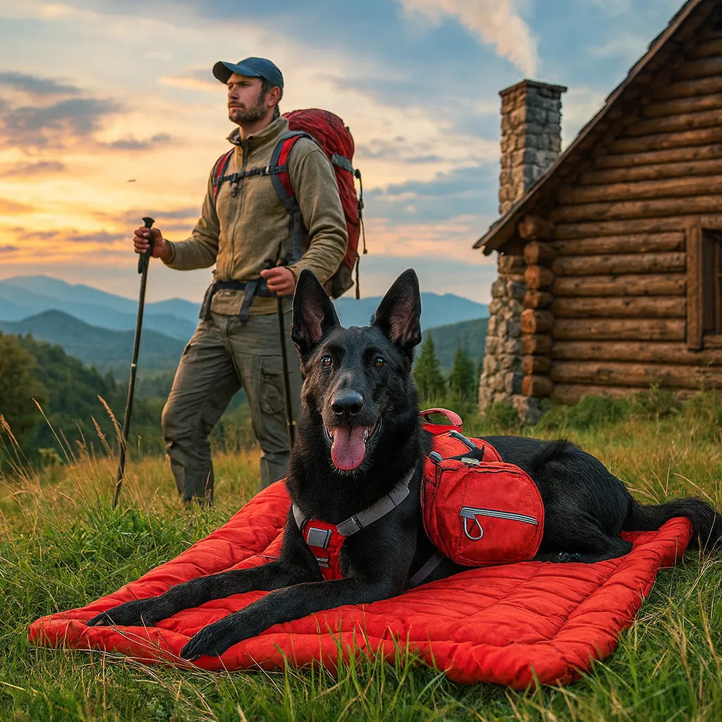 Un chien couché sur un coussin prÚs de son maitre