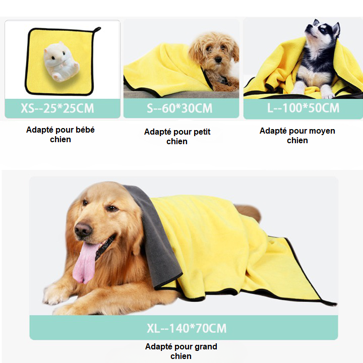 Quick-drying Dog™ | Serviette | séchage rapide Serviette de bain alimaux de compagnie Chienjoueur