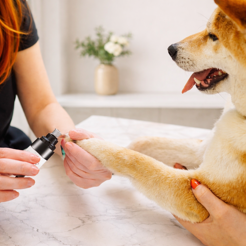 Coupe-ongles pour chien en utilisation