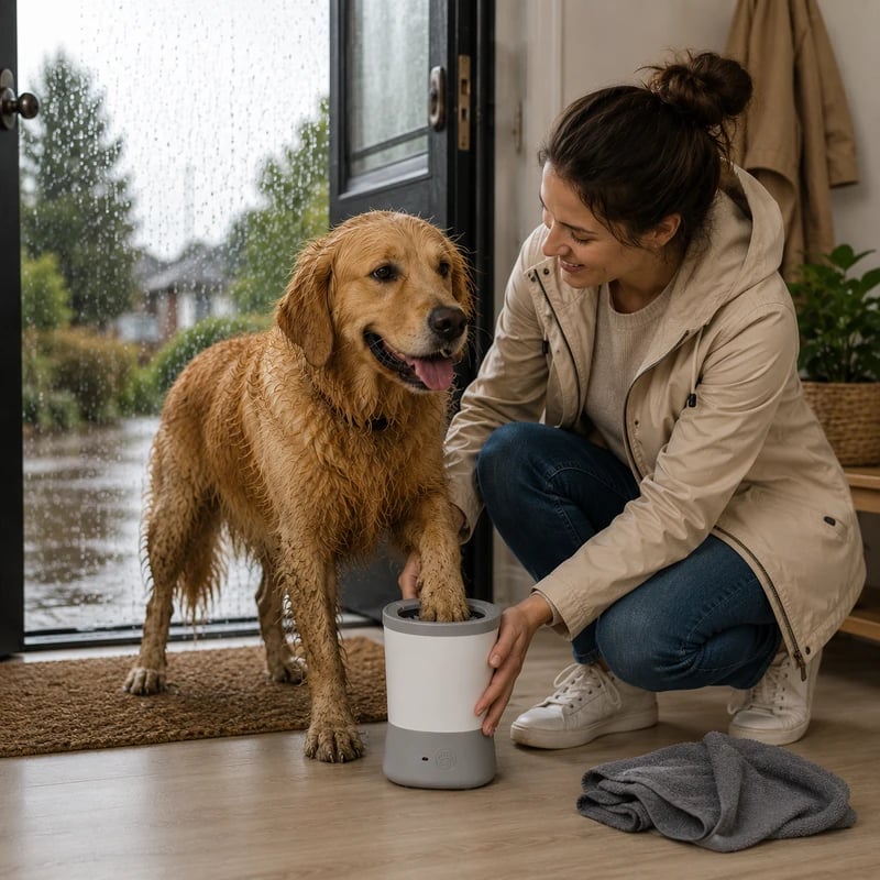 Lave-pattes automatique USB pour chien