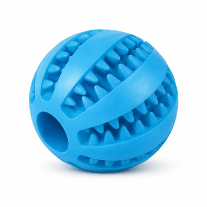 Balle dentaire pour chien bleue en caoutchouc souple avec reliefs nettoyants