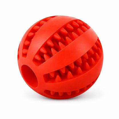 Balle dentaire pour chien rouge avec surface texturée pour l’hygiène dentaire