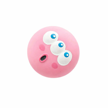 Balle anti-stress pour chien rose avec visage amusant, jouet en caoutchouc souple pour stimulation et détente