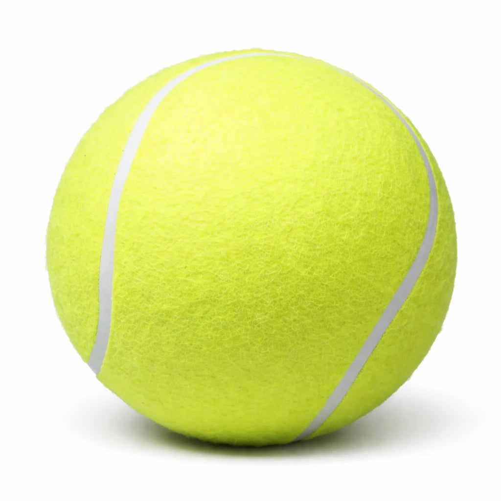 Balle de tennis géante pour chien 24 cm, jouet résistant sur fond blanc