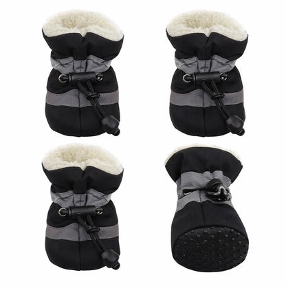 Bottes d’hiver imperméables pour chien noir – semelle antidérapante