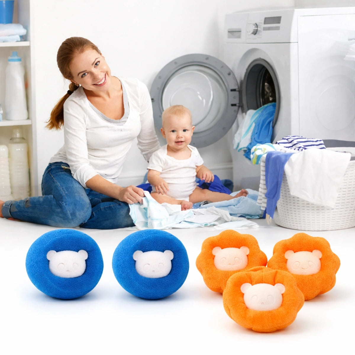 Boules à lessive anti-poils animaux réutilisables pour machine à laver