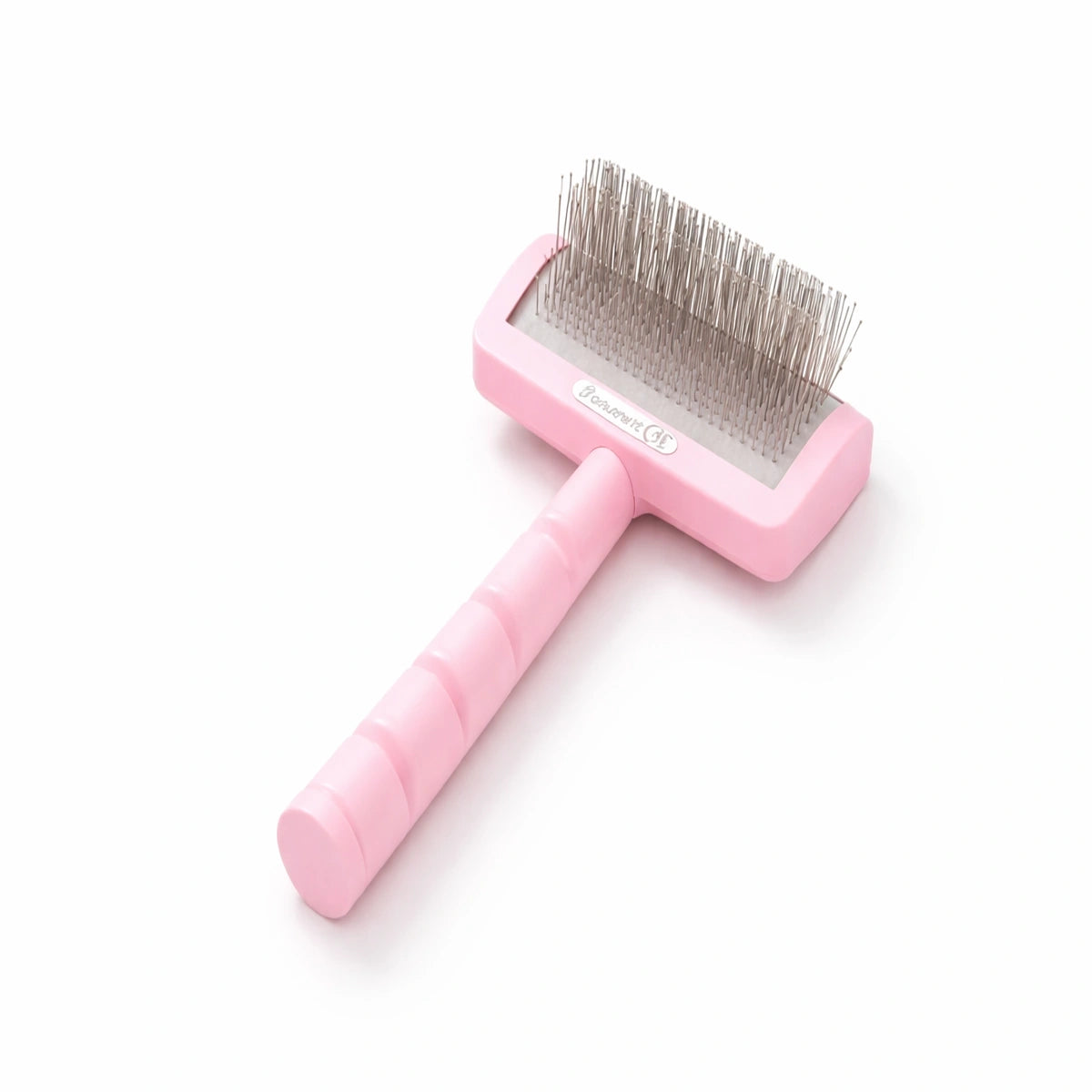 Brosse de toilettage auto-nettoyante rose pour chien, brosse ergonomique avec picots en acier pour un brossage doux et efficace