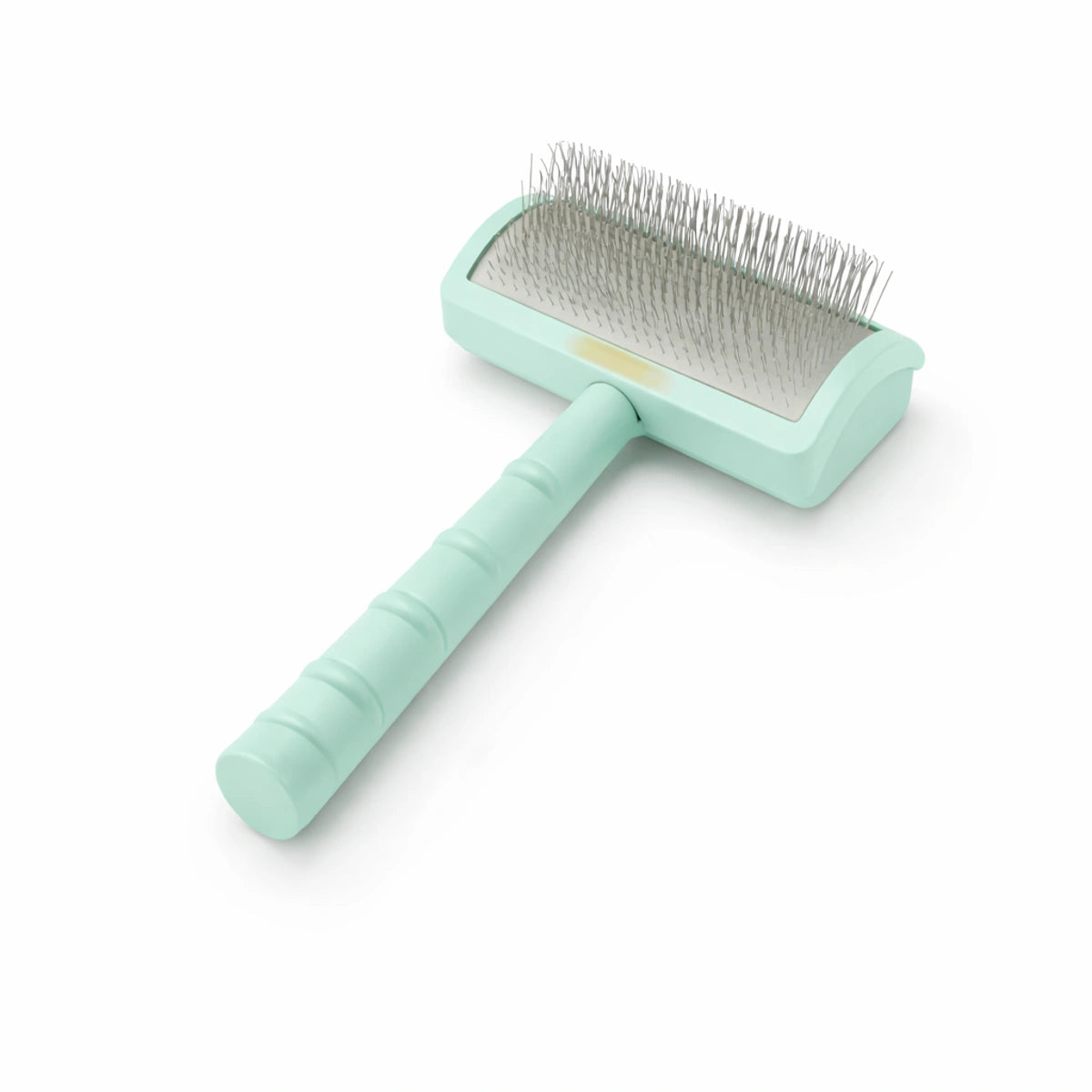 Brosse de toilettage auto-nettoyante verte pour chien, avec aiguilles en acier inoxydable, idéale pour démêler et retirer les poils morts