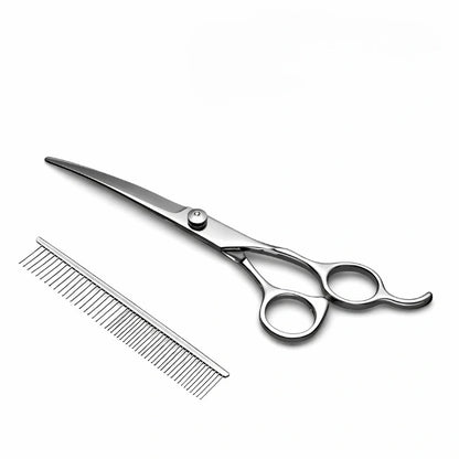 Kit professionnel de ciseaux de toilettage pour chien avec ciseaux droits, ciseaux courbés et peigne