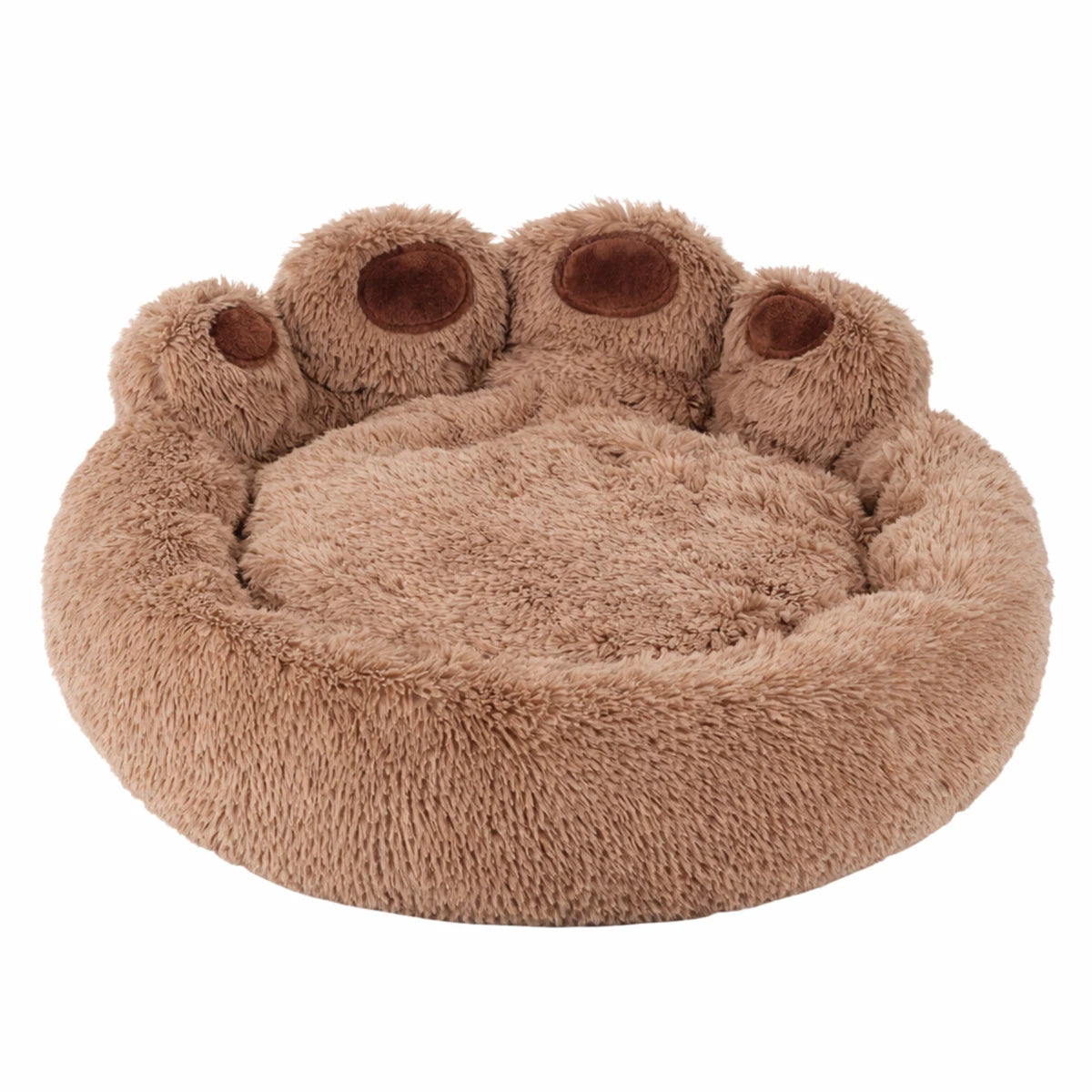 Coussin pour chien en forme de patte marron moelleux
