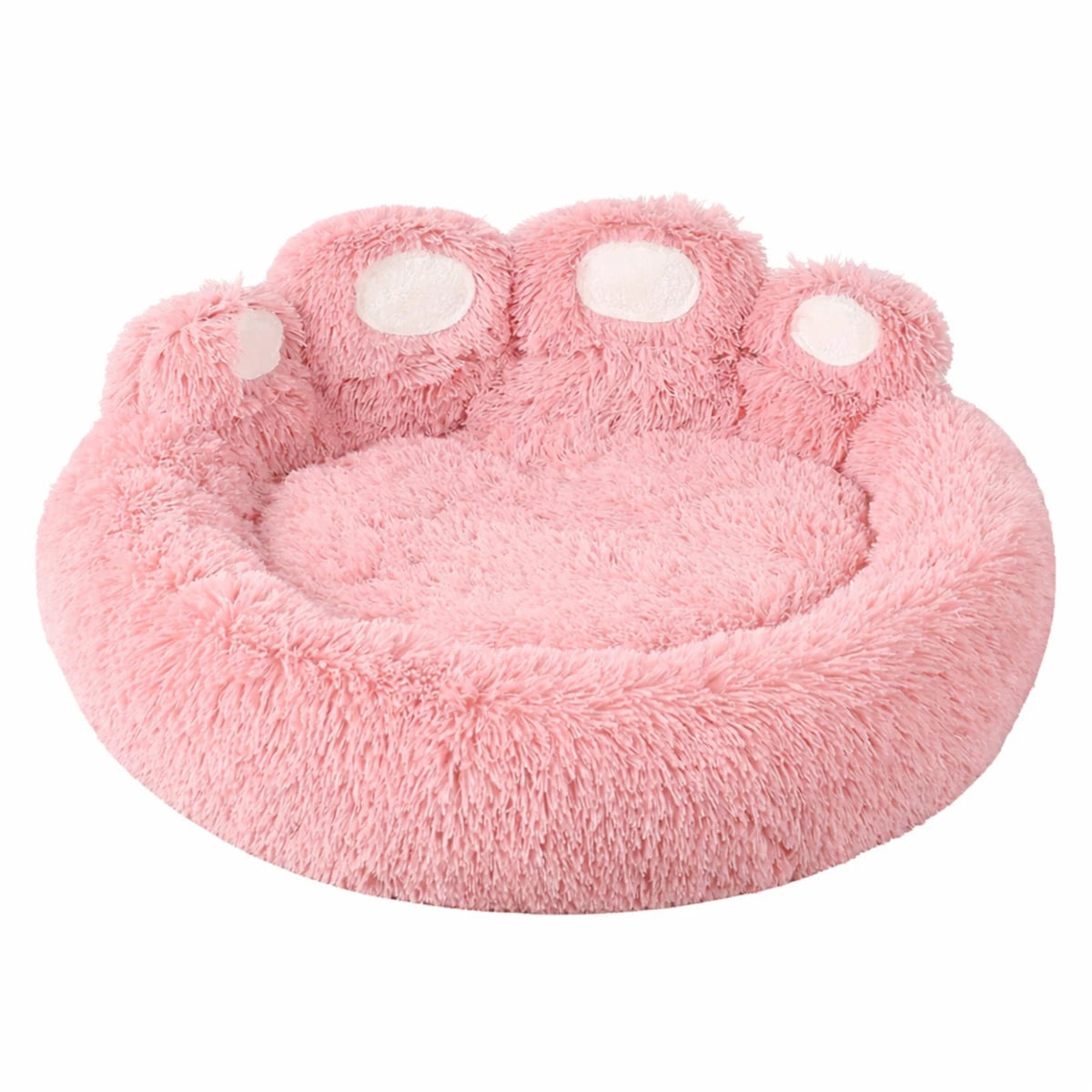 Coussin pour chien en forme de patte rose en peluche