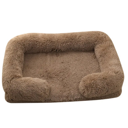 Coussin pour chien en peluche beige, confort moelleux