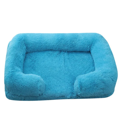 Coussin pour chien en peluche bleu, repos optimal