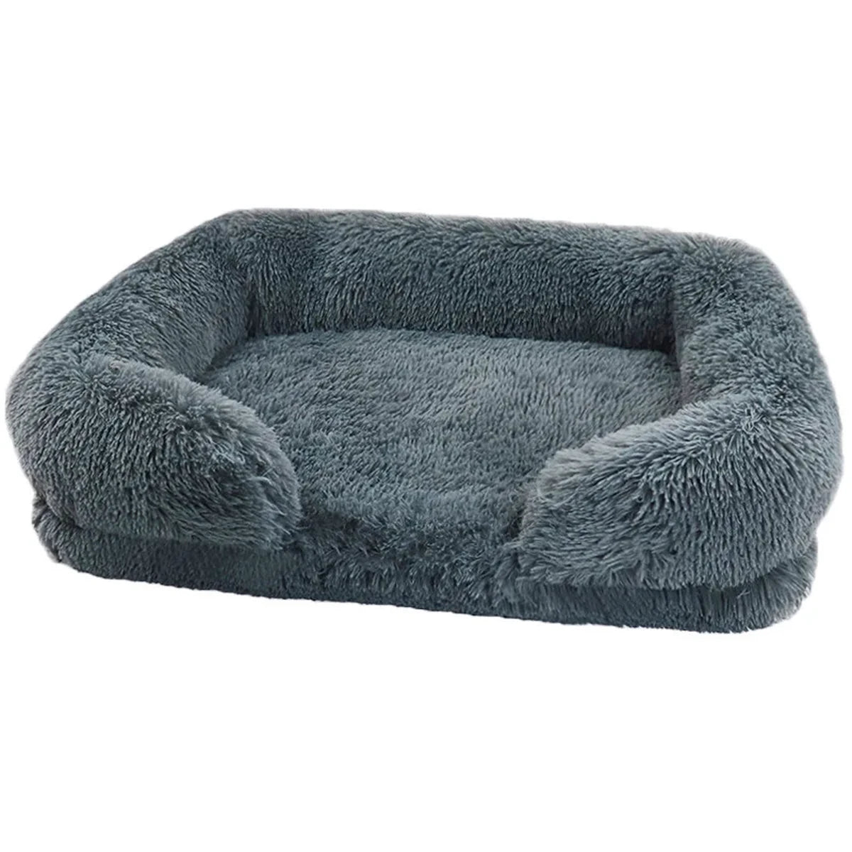 Coussin pour chien en peluche gris, panier douillet