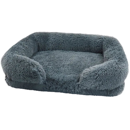 Coussin pour chien en peluche gris, panier douillet