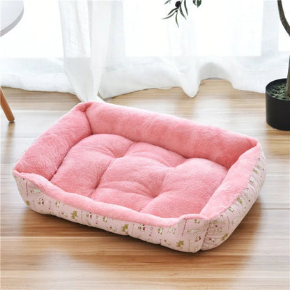 Coussin pour chien rose moelleux avec rebords épais pour le confort