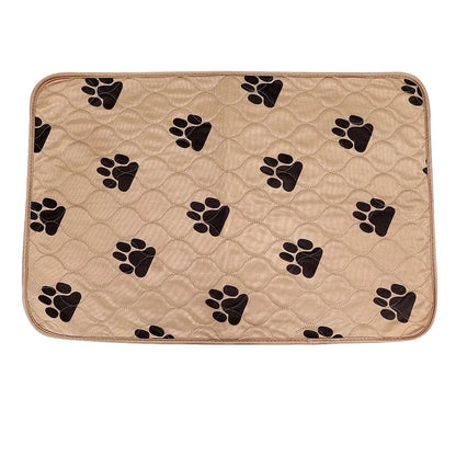 Coussin d’urine réutilisable pour chien beige à motifs pattes, tapis absorbant lavable