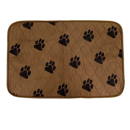 Coussin d’urine réutilisable pour chien marron à motifs pattes, tapis lavable absorbant