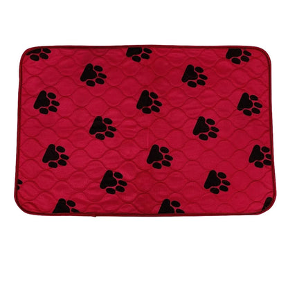 Coussin d’urine réutilisable pour chien rouge à motifs pattes, tapis lavable absorbant