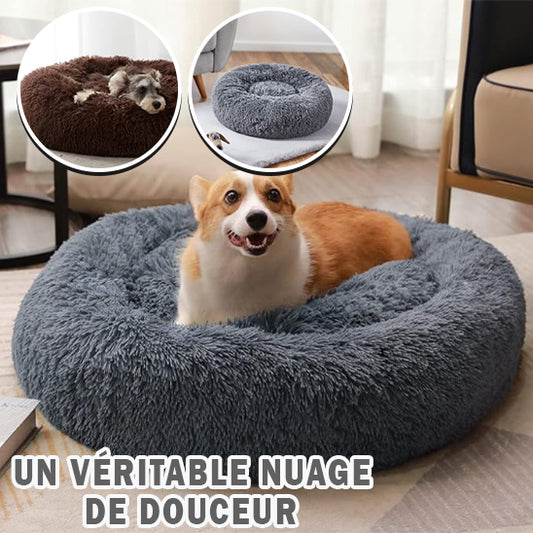 Lit rond en peluche pour chien