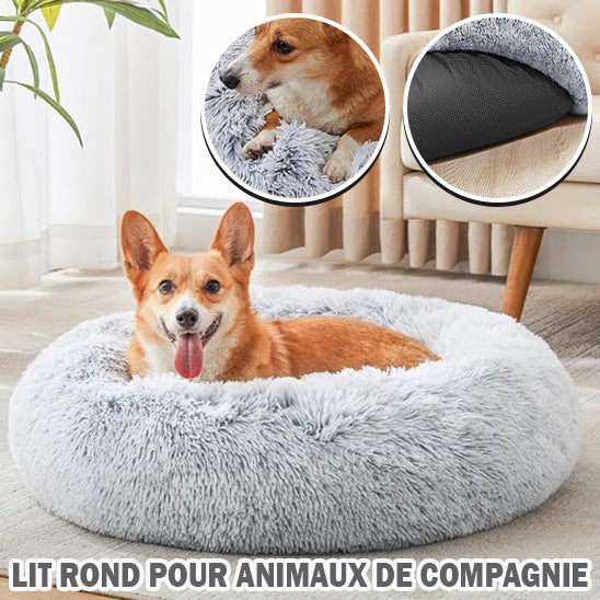 Lit rond en peluche pour chien