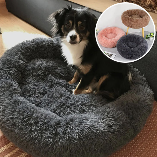 Lit rond en peluche pour chien