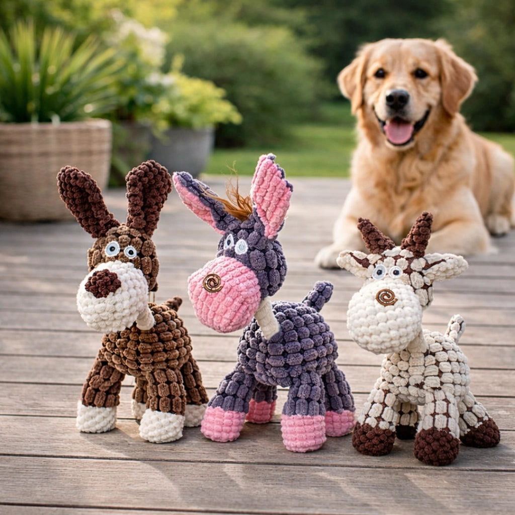 Jouets en peluche pour chien en forme d’âne.