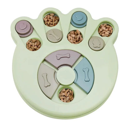Jouet puzzle pour chien en forme de patte vert sauge, jouet éducatif antistress avec compartiments à croquettes