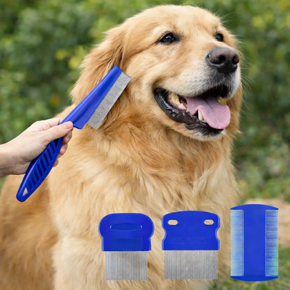 Peigne anti-puces pour chien en acier inoxydable, toilettage et élimination des parasites