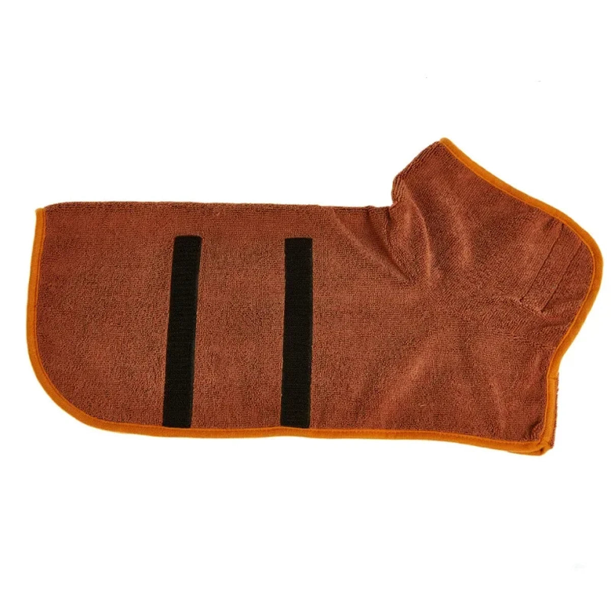 Peignoir absorbant marron pour chien en tissu doux avec fermeture réglable