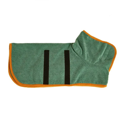 Peignoir absorbant pour chien vert conçu pour le séchage après le bain