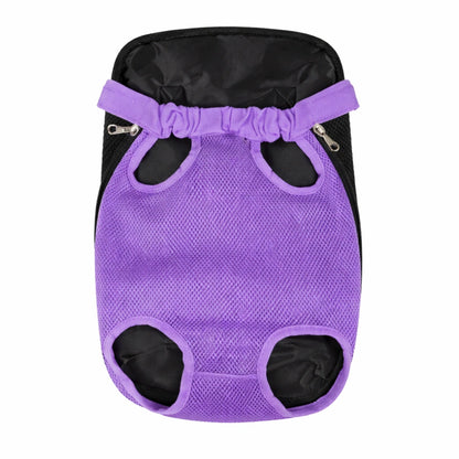 Sac à dos de transport respirant pour chien violet, confortable et sécurisé pour promenades et voyages