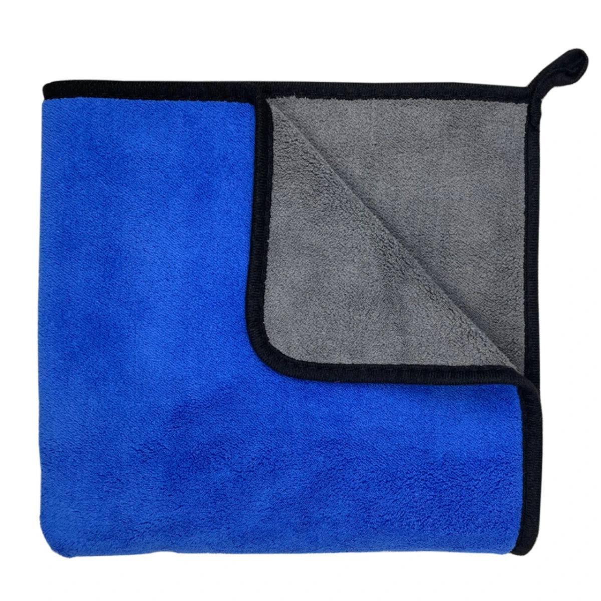 Serviette séchage rapide pour chien en microfibre double face bleue et grise