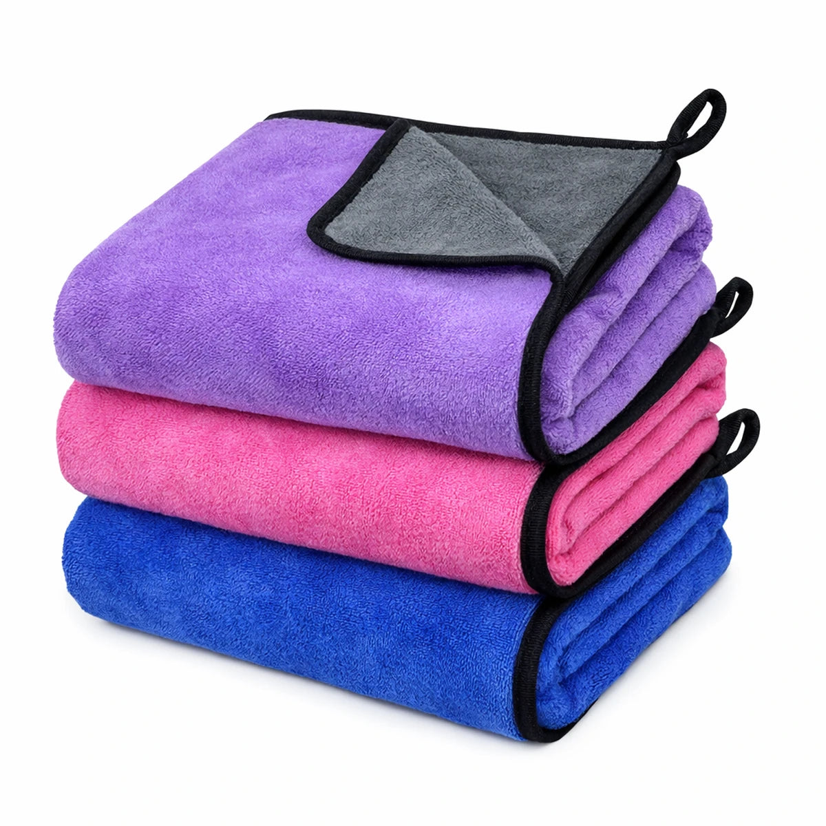 Serviettes pour chien en microfibre à séchage rapide, disponibles en rose, bleu et violet