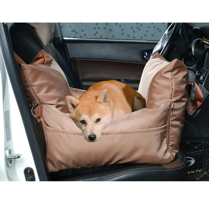 Siège auto et sac de transport pour petit chien, modèle beige sécurisé pour voiture et déplacements
