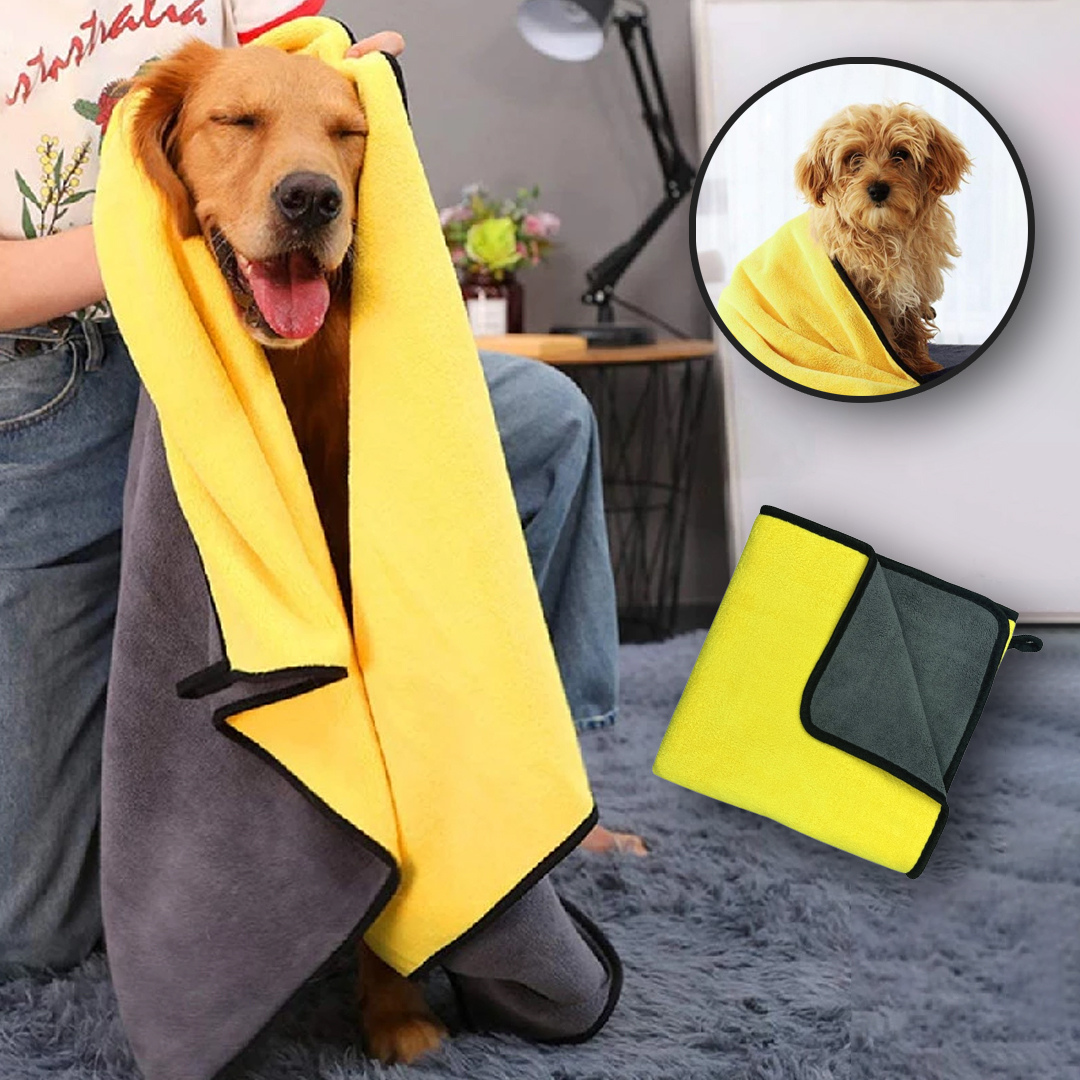 Quick-drying Dog™ | Serviette  | séchage rapide Serviette de bain alimaux de compagnie Chienjoueur Jaune ( 60 x 30 cm ) 